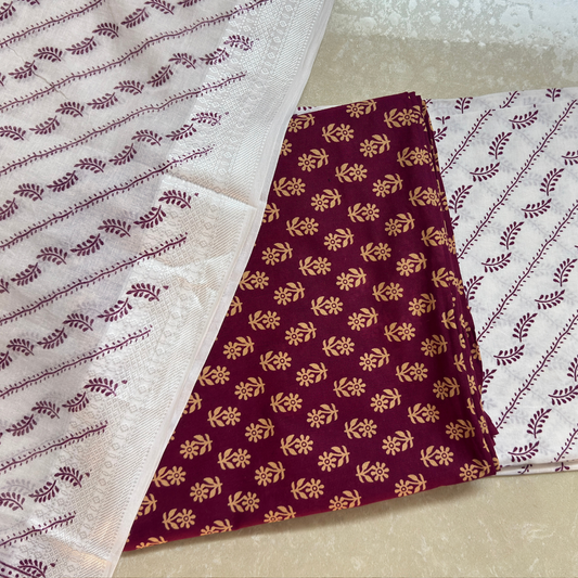 Printed 100% Cotton Unstitched Suit