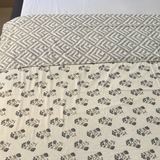 Reversible Cotton Double Bed Dohar- Grey Flowers