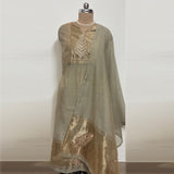 Elegant Green Gold Embroidered Suit Set