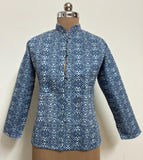 Reversible Jaipuri Cotton Quilted Jackets (Full Sleeves) Blue and white