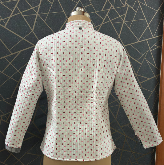 Reversible Jaipuri Cotton Quilted Jackets (Full Sleeves) Blue and white