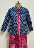Reversible Jaipuri Cotton Quilted Jackets (Full Sleeves) Indigo and Light Blue