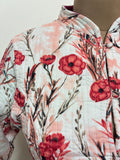 Reversible Jaipuri Cotton Quilted Jackets (Full Sleeves)—Off White with Peach Orange Floral Print