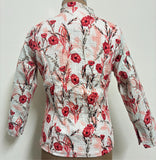 Reversible Jaipuri Cotton Quilted Jackets (Full Sleeves)—Off White with Peach Orange Floral Print