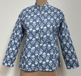 Reversible Jaipuri Cotton Quilted Jackets (Full Sleeves)—Muted Blue with Yellow