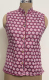 Reversible Jaipuri Cotton Quilted Jackets (Without Sleeves) Greyish Blue and Pink