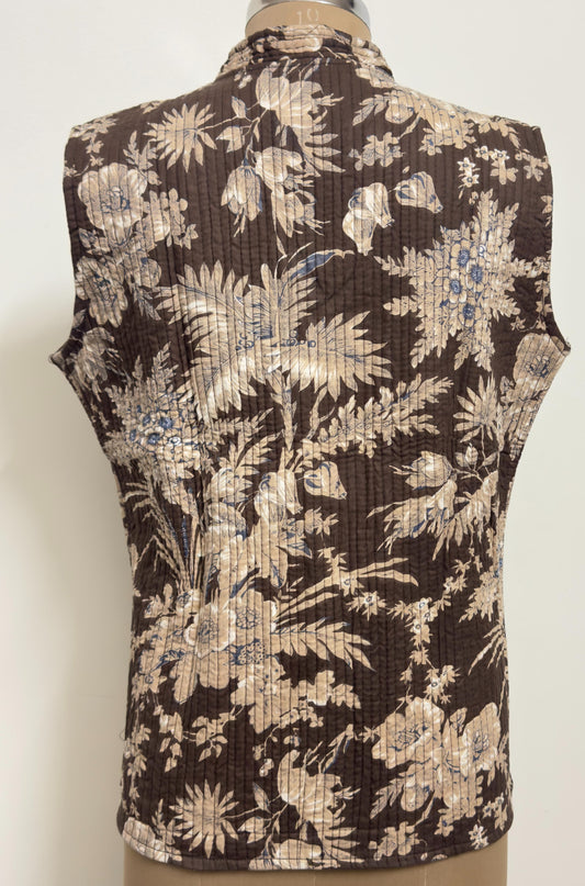 Reversible Jaipuri Cotton Quilted Jackets (Without Sleeves) Brown and Grey