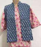 Reversible Jaipuri Cotton Quilted Jackets (Without Sleeves) Indigo and Aqua Blue