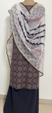 Ajrakh Flower Print 3Pc Cotton Suit with kota Doria Dupatta  1- Black