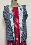 Reversible Jaipuri Cotton Quilted Jackets (Without Sleeves) Indigo and Aqua Blue