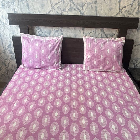 Premium Cotton Double Bed Bedsheet with 2 Pillow Covers: Leaf pattern print