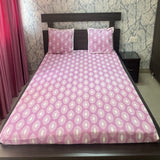 Premium Cotton Double Bed Bedsheet with 2 Pillow Covers: Leaf pattern print