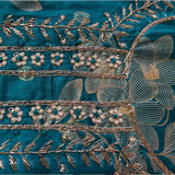 Teal Blue Floral Embroidered Salwar Suit Set