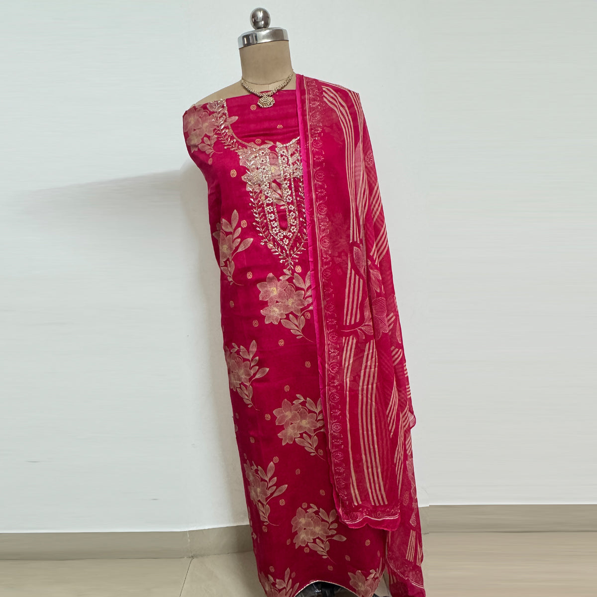 Hot Pink Colour Embroidered Salwar Suit Set