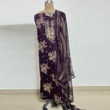 Wine Colour Embroidered Salwar Suit Set