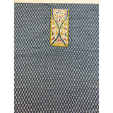 Deep Grey Batik Print Suit with Yoke Patchwork